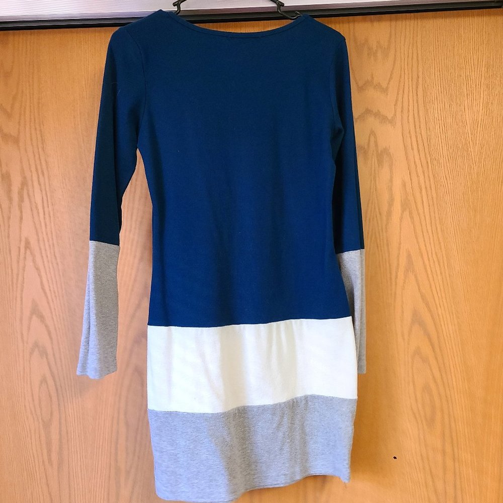 Allegra K Striped Fitting Long-Sleeve Dress